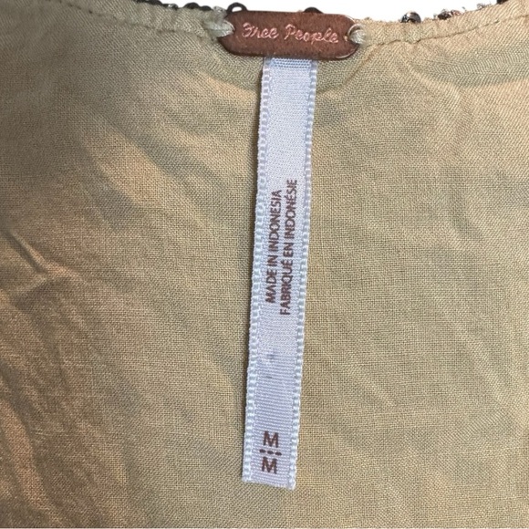 Free People Lost In Your Light Gold Sequin Tie-Front Sleeveless Top Size M - Picture 7 of 7